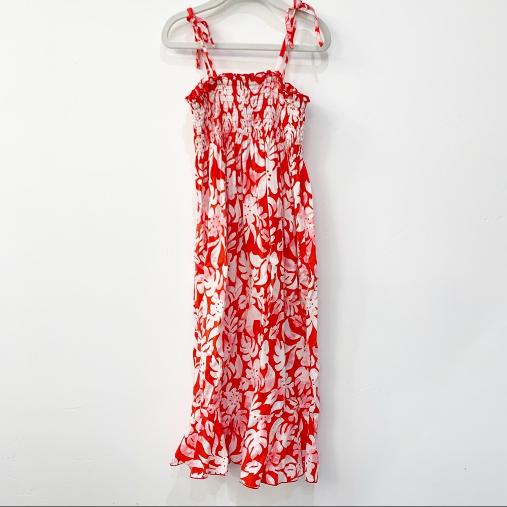 Blue Ginger 8 Hawaiian Floral Smocked Dress